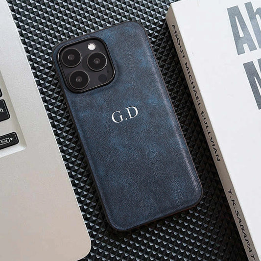 Leather Personalized Customized Initials Name Case For iPhone 16 15 14 13 12 11Pro Max Cover Luxury DIY Engraved 14 15 16 Plus