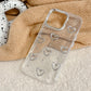 Cute Metal Love Heart Epoxy Glitter Phone Case For iPhone 16 15 14 13 12 11 Pro Max Plus Bling Clear Shockproof Soft Cover