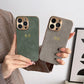 Leather Personalised Customized Name Case For Iphone 11 12 13 14 15 16 Pro Max Plating Frame Lambskin Initials Cover 16 11 15Pro - Caseverse