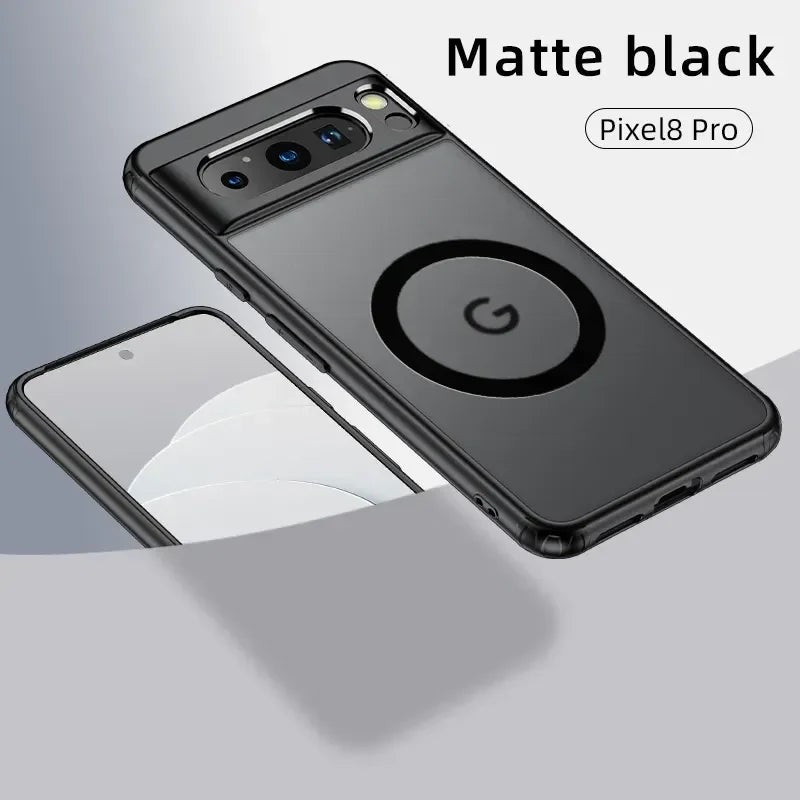 For Google Pixel 9 8 Pro XL 7 8a 7a Case Magnetic Wireless Charging Translucent Frosted Shockproof Bumper Soft Cover Accessory