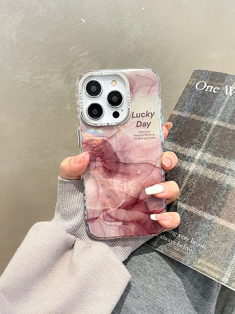 Fashion Glitter Laser Shiny Floral Marble Pattern Shell Case For iPhone 15 Pro Max 16 14 13 11 12 Shockproof Phone Cover Bumper - Caseverse