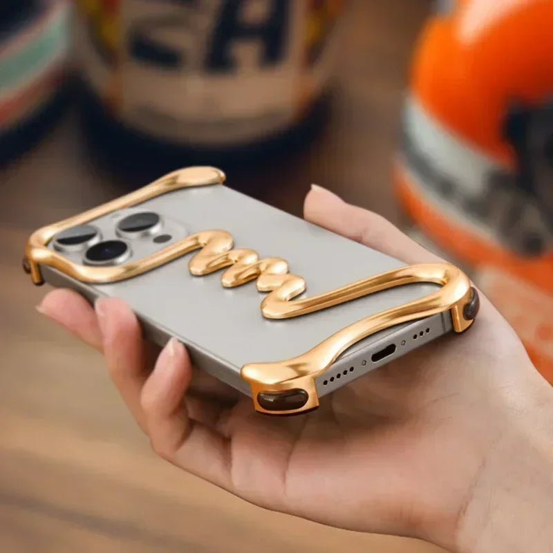 iPhone Phone Case Metal 3D Hollow Case For iPhone16 ProMax 14 15 Pro 16Plus  Aluminum Alloy Track Shell Air Bag Shockproof Cover