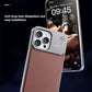 Luxury Leather Metal Integrated Phone Case For IPhone 16 Pro 15 14 13 ProMax Push-Pull Installation With Aromatherapy Back Cover