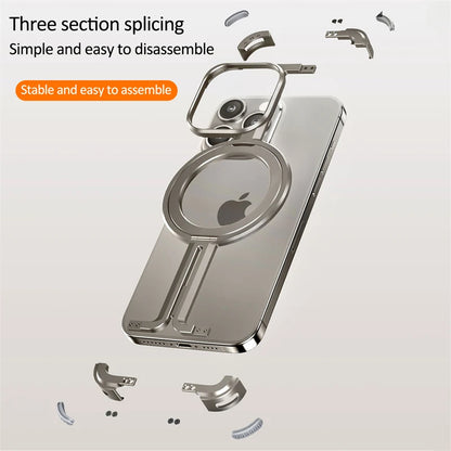 Metal Frame Magsafe Phone Case for iPhone 16 15 14 13 Pro Max Wireless Charging Aluminum Alloy Frameless Holder Shockproof Cover