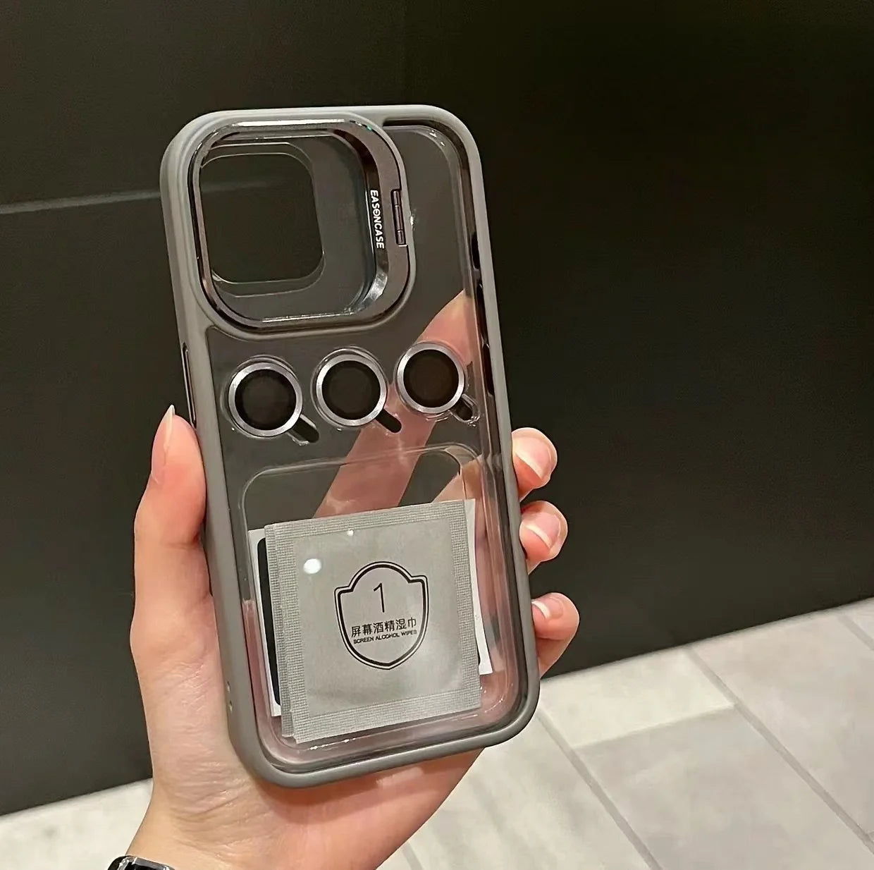 Camera Metal Ring Stand Phone Case For IPhone 15 14 Pro Max 15pro Lens Glass Protection Transparent Phone Cover
