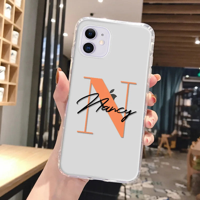 Personalized Custom Name Phone Case For iPhone 13 12 11 14 15 16 pro 16 14 15 Plus Xs MAX XR 12 13 Mini Clear Cover Capa Fundas - Caseverse