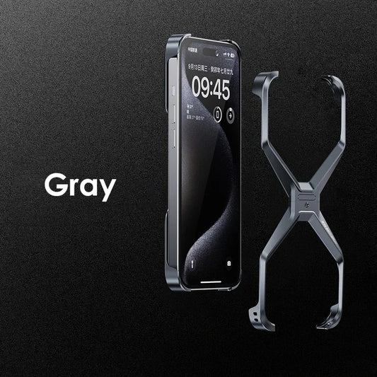 Metal Rimless Phone Case For iPhone 13 14 15 Pro Max Aluminum Removable Heat Dissipation Armor Phone Cover For IPHON 15 Promax