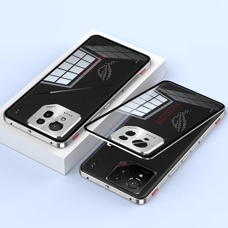 Metal Bumper Phone Case lock buckle For ASUS ROG Phone 9 Pro Single sided Tempered Glass Back Full Lens Protection Cover cases