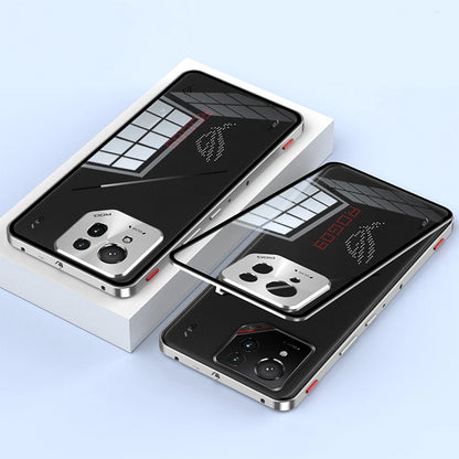 Metal Bumper Phone Case lock buckle For ASUS ROG Phone 9 Pro Single sided Tempered Glass Back Full Lens Protection Cover cases