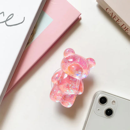 Korea 3D Cute Bear Laser Phone Holder Grip Tok Cell Phone Accessories Griptok Korean Stand Pop Universal Bracket MOBILE HOLDER