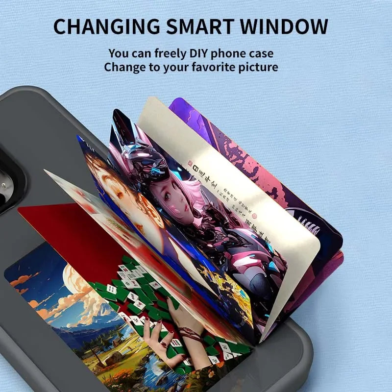 Smart E-ink Screen Phone Case for IPhone 13 14 15 Pro Max NFC Refesh Photo Anime Characters Boy Girl Luxury Silicone Phone Cover - Caseverse