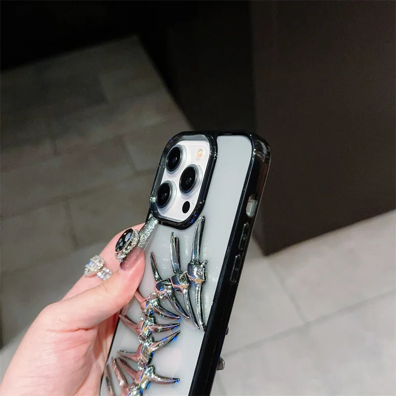 Unique design sense, three-dimensional drip glue fish bone Phone Case For iPhone 11 12 13 14 15 16 pro max - Caseverse