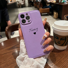 Personalized Customized Name Heart Phone Case for iPhone 16 15 14 13 Pro Max 12 11 X XS XR Design Leather Protective Back Cover