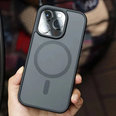 Magnetic matte black phone case, higher than the lens protection design, suitable for iPhone 16 15 14 13 12 11 Pro Max Plus
