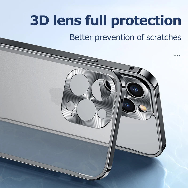 Metal Phone Cases For IPhone 12 13 14 15 16 Pro Max Plus Cover Magnetic Aluminum Frame Phone Shell For Iphone 13 Mini 14 15 Plus