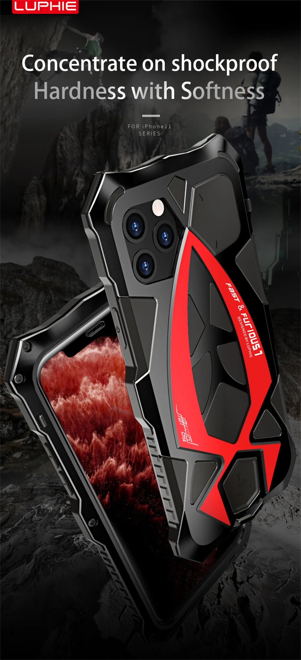 Luphie Rugged Phone Case Military Grade Armor Shell For iPhone 15 14 13 Pro Max Shockproof Metal Fundas - Caseverse