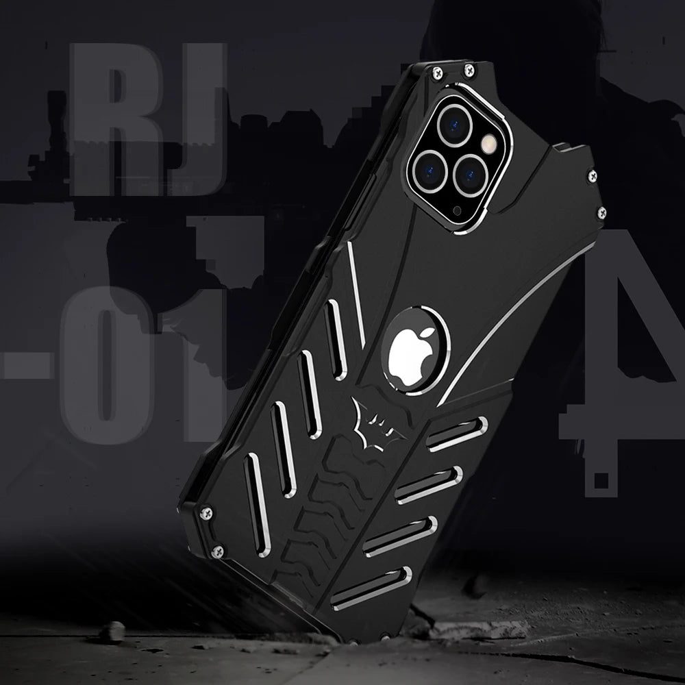 R-just Style Protection Mobile Phones Case For Iphone 15 16 14 Plus 13 12 11 Pro Max Metal Aluminum Shell Hybrid Case Cover