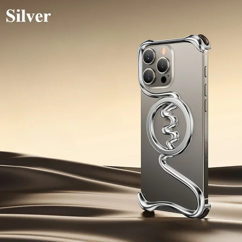 Eary Minimalist Phone Case for iPhone 16 Pro Max with Magsafe Metal Frameless Bumper Military Grade Shockproof Protector Cover