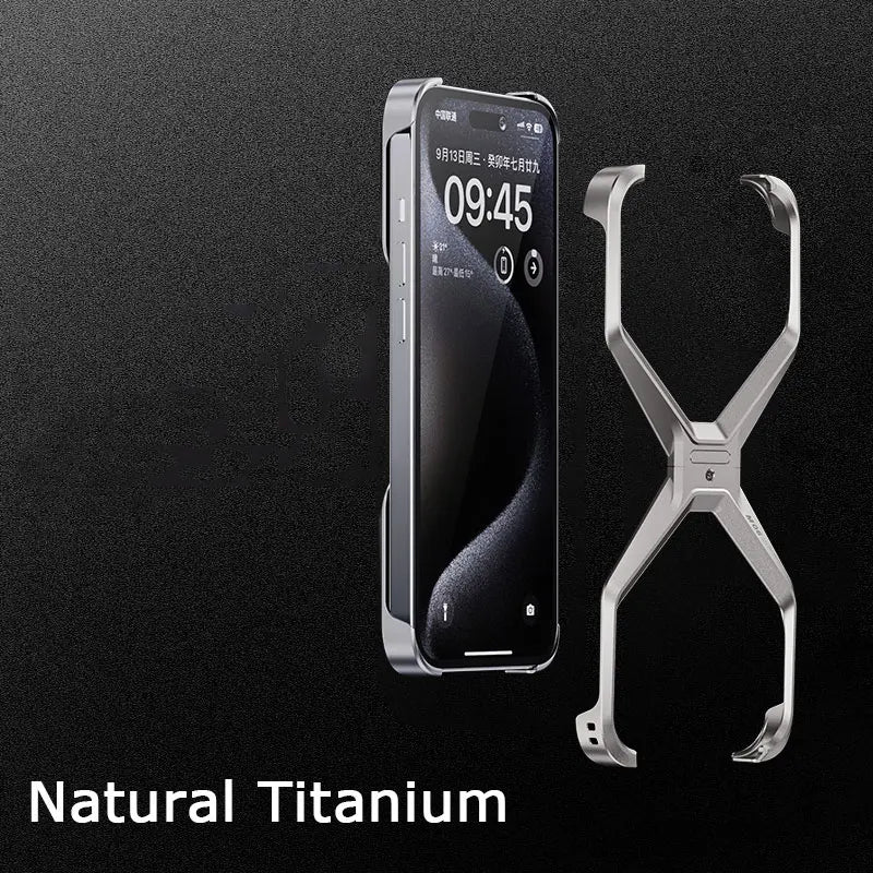 Metal Rimless Phone Case For iPhone 13 14 15 Pro Max Aluminum Removable Heat Dissipation Armor Phone Cover For IPHON 15 Promax