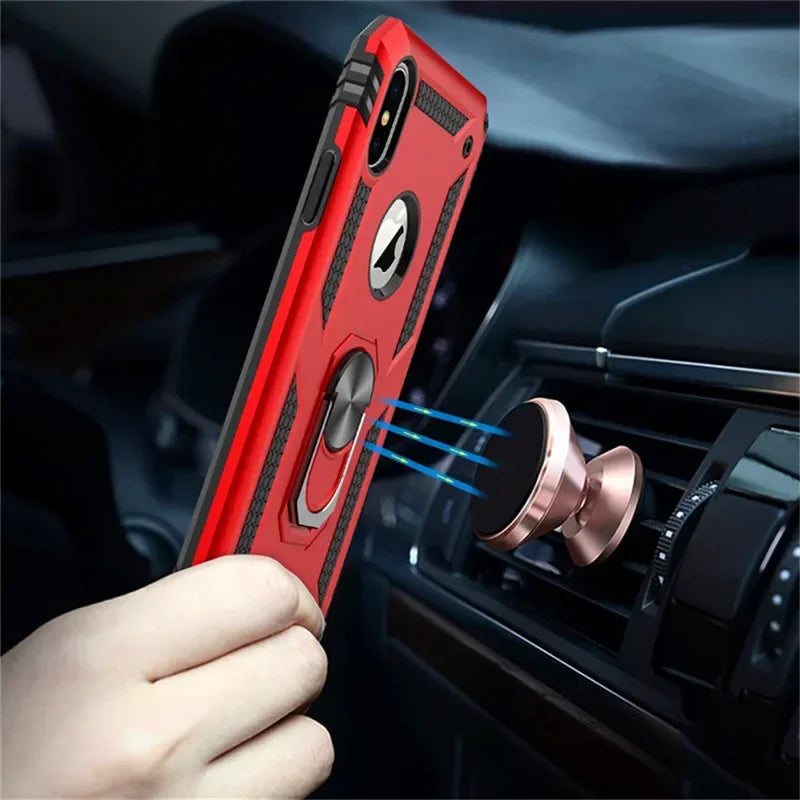 Armor Shockproof Kickstand Phone Case For iPhone 16 15 Pro Max 16 15 Plus Military Grade Anti-drop Protection Finger Ring Cover - Caseverse