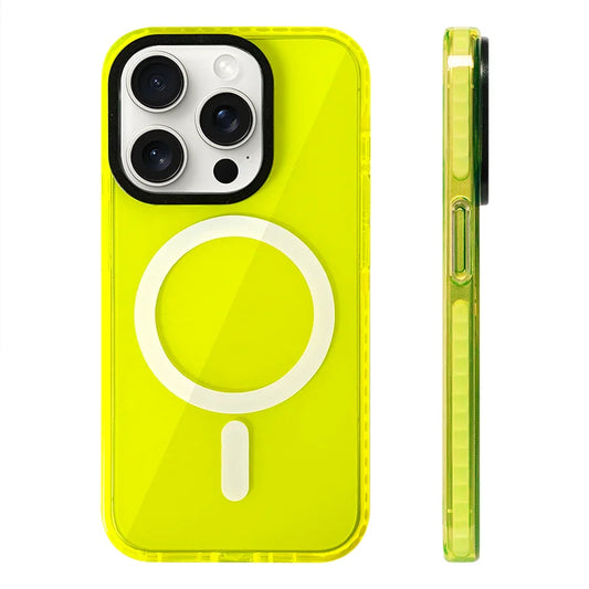 Transparent Neon Color MagSafe Phone Case for iPhone 16 15 Pro Max 14Pro 13 14 12 Wireless Charging Soft Silicone Bumper Cover - Caseverse