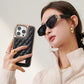 Women'S Faux Leather Phone Case with Argyle Embroidery - Elegant Metal Frame, Shock-Resistant Stylish Cover for Iphone 16 Pro Ma