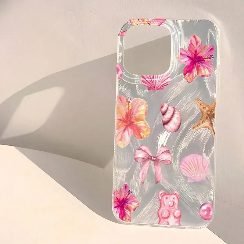 Ocean Elements Personalized Pattern Soft Phone Case For iPhone 16 Pro Max 16E 14 12 13 11 15 PRO Case X XR XS 7 8 Plus SE2 Cover - Caseverse
