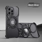 Metal Rimless Magnetic MagSafe Phone Case For iPhone 13 14 15 Pro Max 360Rotating Stand Shell Metal Bumper Lens Protection Cover