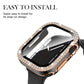 Diamond Case For Apple watch Cover 45mm 41mm 38mm 42mm 44mm 40mm Tempered Glass+ Bumper Screen Protector series 9 8 7 6 5 4 3 SE
