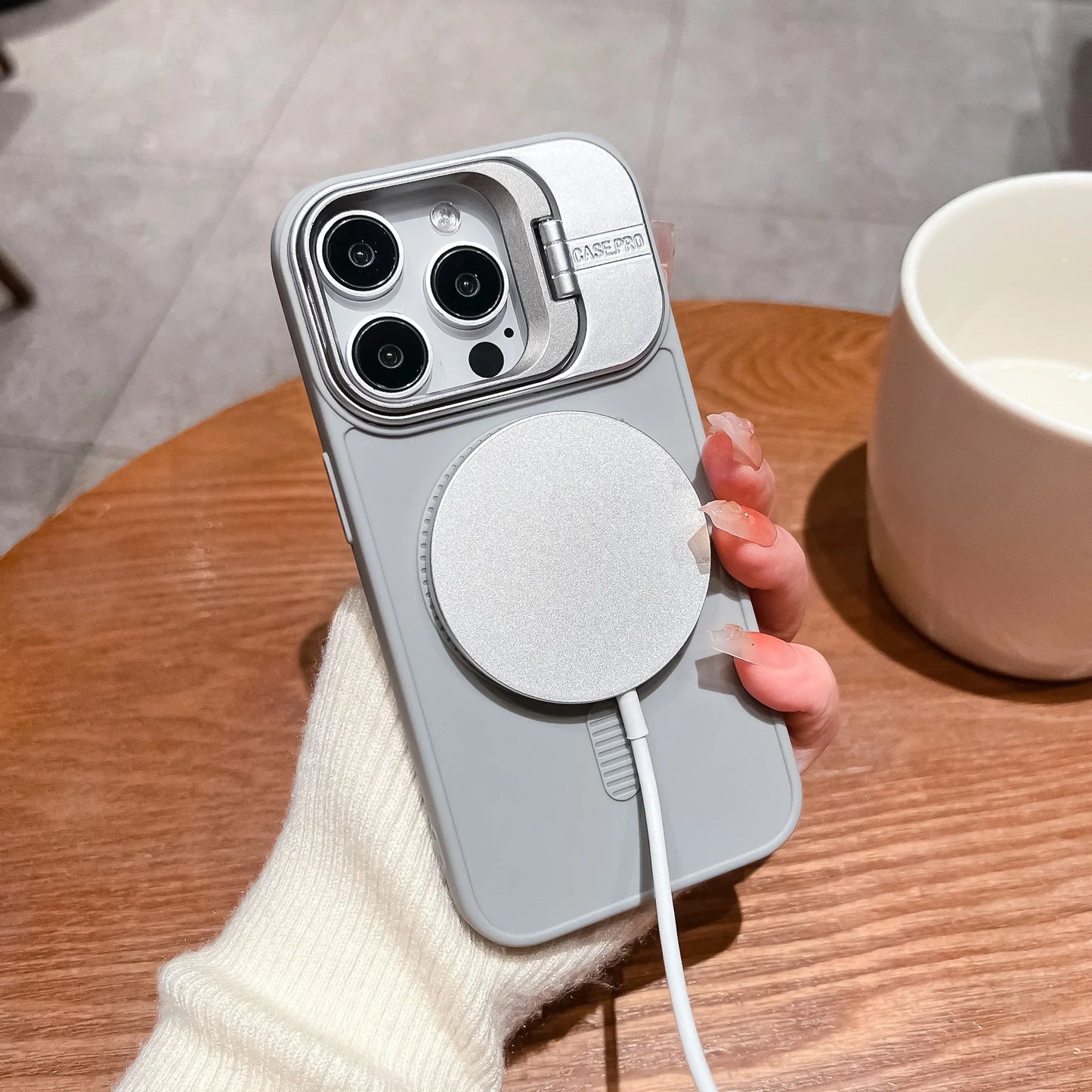 Magnetic metal bracket phone case suitable for iPhone 16 15 14 13 Pro Max lens large window protective cover
