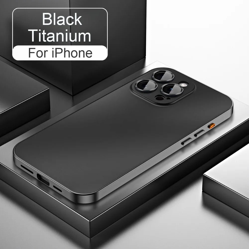 Luxury Aluminum Metal Frame Phone Case For iPhone 16 15 14 13 12 Pro Max Plus Camera Lens Glass Protect Shockproof PC Back Cover