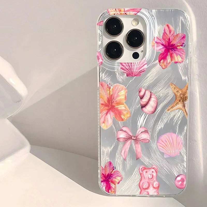 Ocean Elements Personalized Pattern Soft Phone Case For iPhone 16 Pro Max 16E 14 12 13 11 15 PRO Case X XR XS 7 8 Plus SE2 Cover - Caseverse