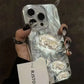 Luxury Five Lotus Pattern Phone Case For iPhone 16 15 14 13 12 11 Pro XR XS 7 8 Plus Shockproof Feather Chiffon Texture Cover﻿