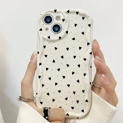 Gradient Love Heart Wavy Phone Case For IPhone 16 15 Pro Max 14 11 13 12 Mini XR 8 7 Plus X XS SE 2022 Clear Soft Silicone Cover