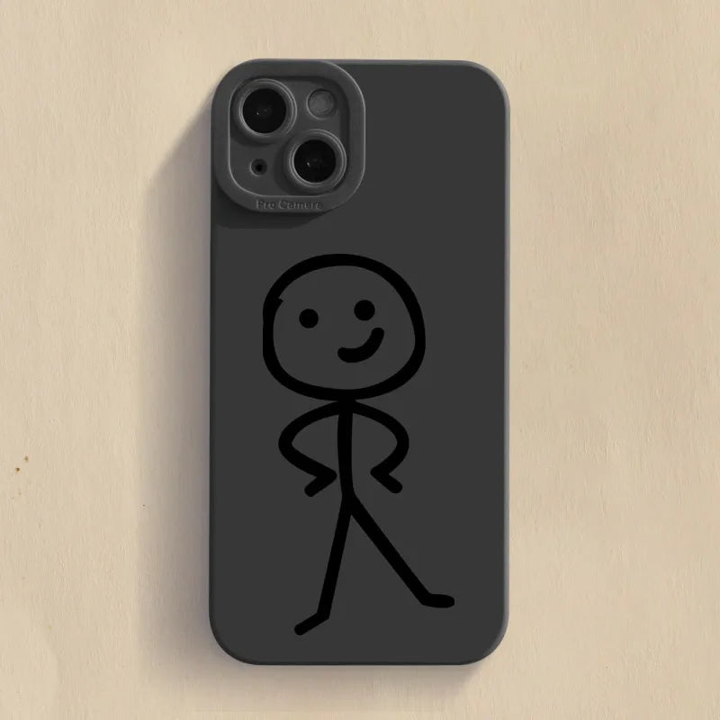 Cute Cartoon Matchman Matte Silicone Phone Case For iPhone 16 15 Soft Back Cover - Caseverse