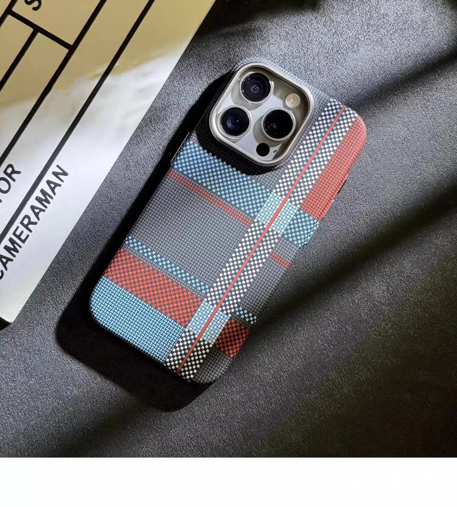 Magnetic Kevlar Carbon Fiber Pattern For iPhone 16Pro 15 Pro Max 14 13 12 Pro Plaid Personalized Phone Case For 12 13 14 Pro Max - Caseverse