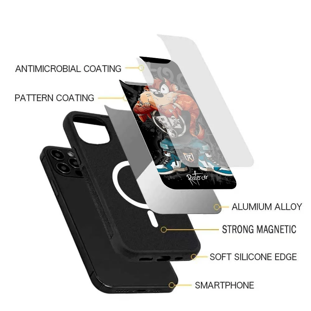 Tasmanian Devil Taz Phone Case Strong Magnetic For IPhone 15 14 13 Pro Max Mini Alex Mirror For Magsafe Wireless Charging Cover - Caseverse