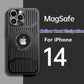 Fashion Metal Heat Dissipation Magnetic Magsafe Case for iPhone 14 16 Pro Max 13 12 15 16 Pro Logo Hole Wireless Charging Cover