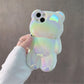Stylish laser luxury cute 3D Bear shockproof phone case for iPhone 11 14 12 13 14 15 Pro Max Soft silicon anti-drop bumper cover - Caseverse