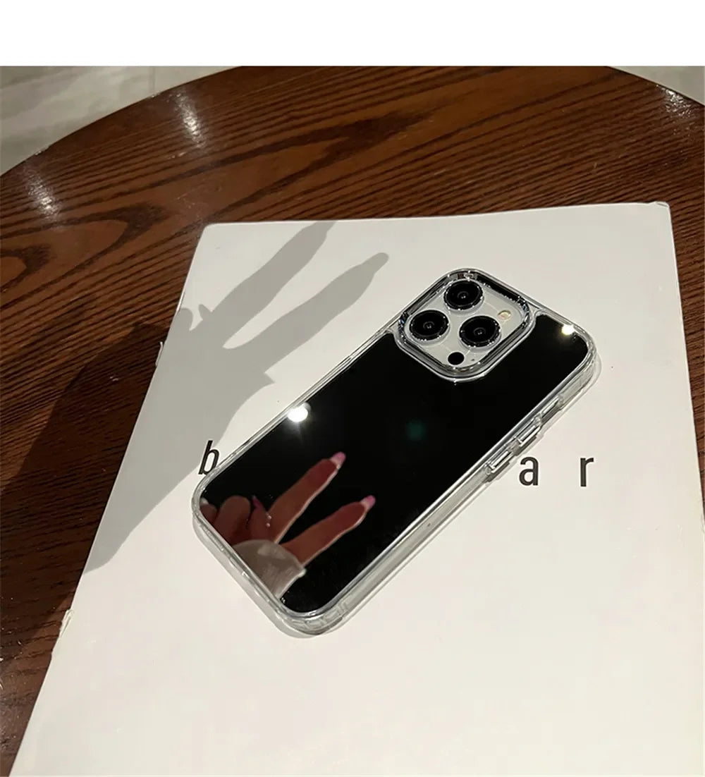 Luxury Acrylic Makeup Mirror Phone Case For iPhone 16 15 14 13 12 11 Pro Max XS X XR Plating Shockproof Back Cases Cover