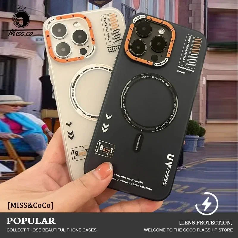 Matte Magnetic Phone Case For iPhone 16 15 14 13 Pro Max For Megsafe Wireless Charge Frosted Back Metal Lens Frame Buttons Cover