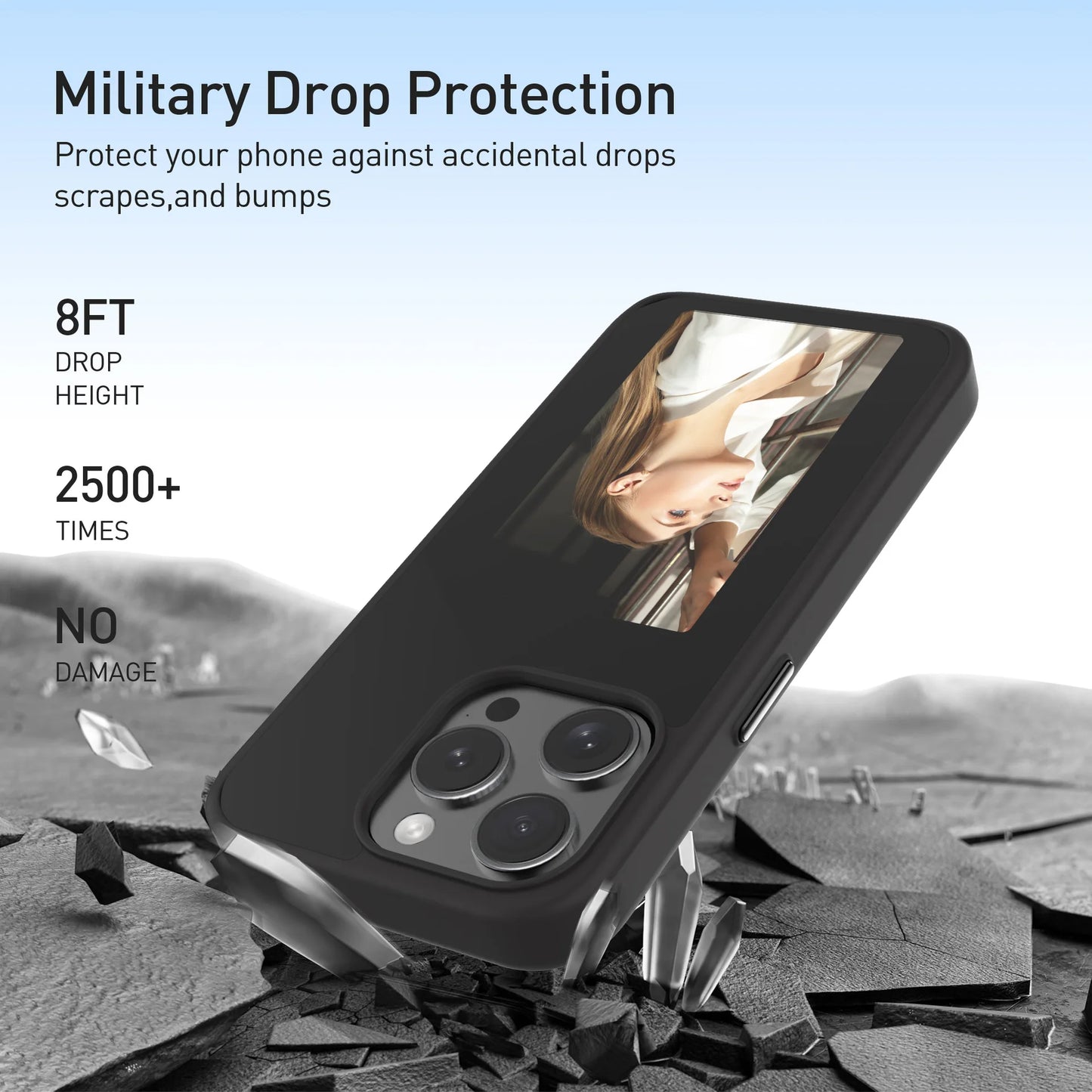 NFC Function Smart Phone Cases For iphone 16 15 14 13 Pro Max ink Screen DIY Wireless Transmission Screen Projection Phone Case - Caseverse