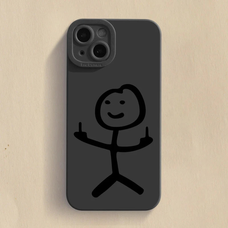 Cute Cartoon Matchman Matte Silicone Phone Case For iPhone 16 15 Soft Back Cover - Caseverse