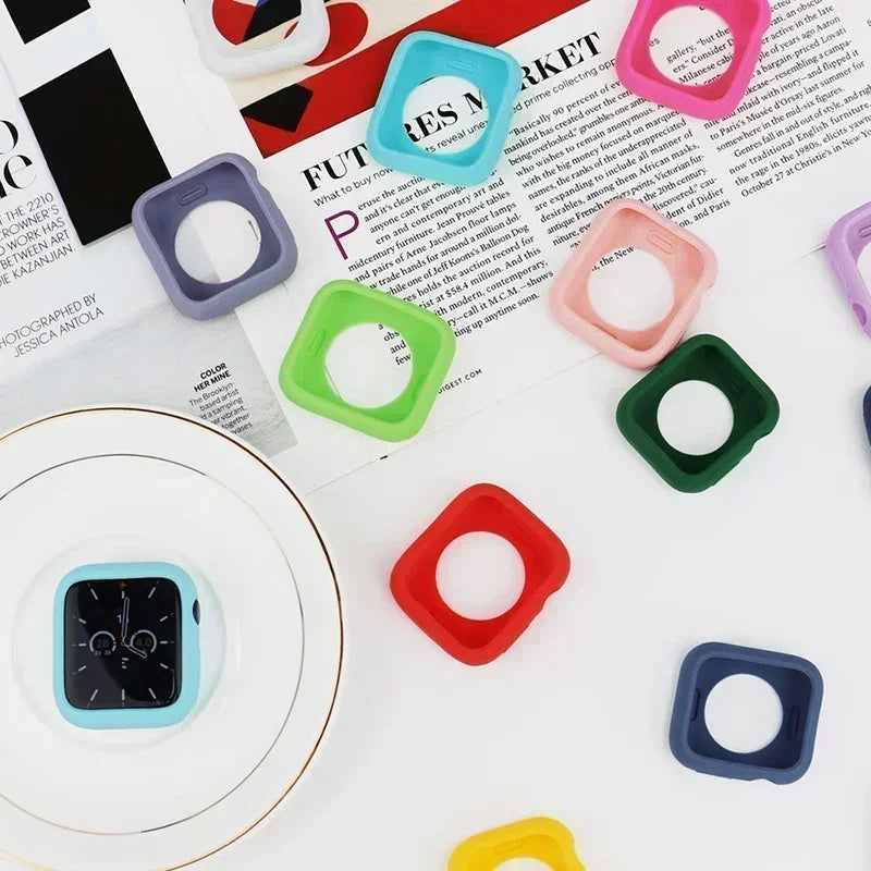 Candy Soft Silicone Case for Apple Watch Cover 9 8 7 6 Se 5 45mm 42mm 38 Protection Iwatch Serie 44mm 40mm 41mm Bumper for women