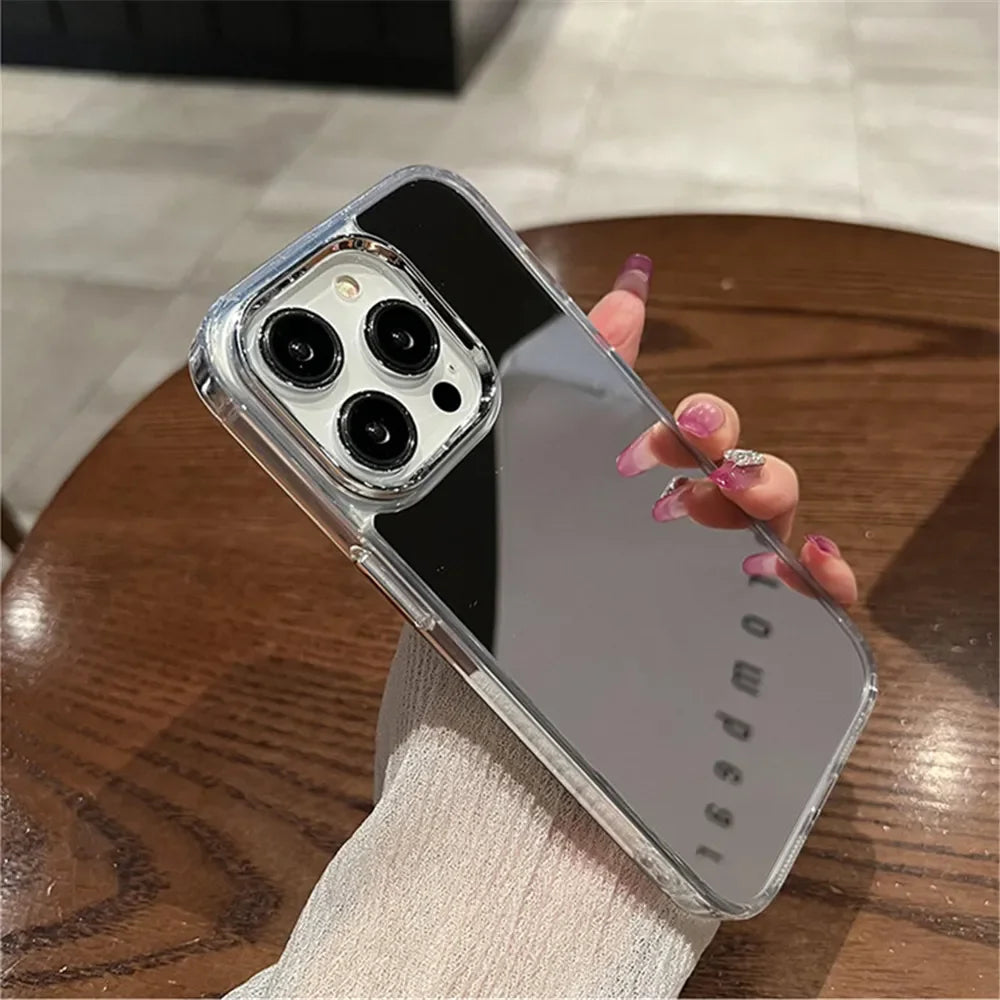 Luxury Acrylic Makeup Mirror Phone Case For iPhone 16 15 14 13 12 11 Pro Max XS X XR Plating Shockproof Back Cases Cover