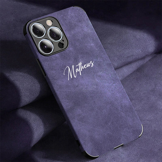 Personalized Luxury Leather Lambskin Case For iPhone 11 12 13 14 15 16 Pro Max Customized Name DIY Cover 11 12 13 14 15 Pro Max