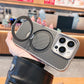 Luxury Soft Rubber Frame Magsafe Phone Case For iPhone 13 15 12 14 16 Pro Max Metal Bracket Carbon Fiber Textured Backplate Case