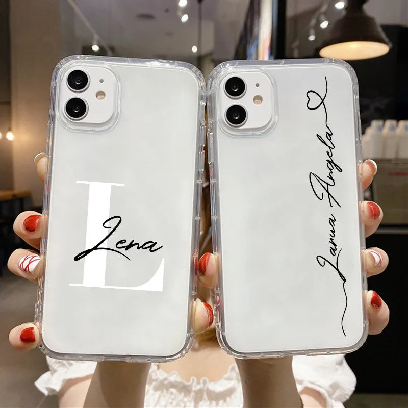 Personalized Custom Name Phone Case For iPhone 13 12 11 14 15 16 pro 16 14 15 Plus Xs MAX XR 12 13 Mini Clear Cover Capa Fundas - Caseverse