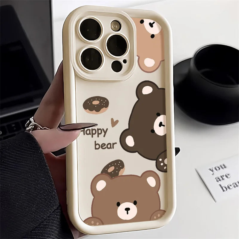 Candy Color Cute Cat Phone Case For iPhone 16, 15 Matte Shockproof Cover - Caseverse