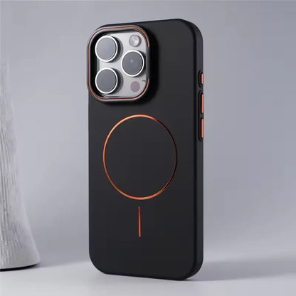Stylish Camera Lens Holder Magnetic Magsafe Phone Case for IPhone 16 15 14 Pro Max Wireless Charging Matte Shockproof Hard Cover